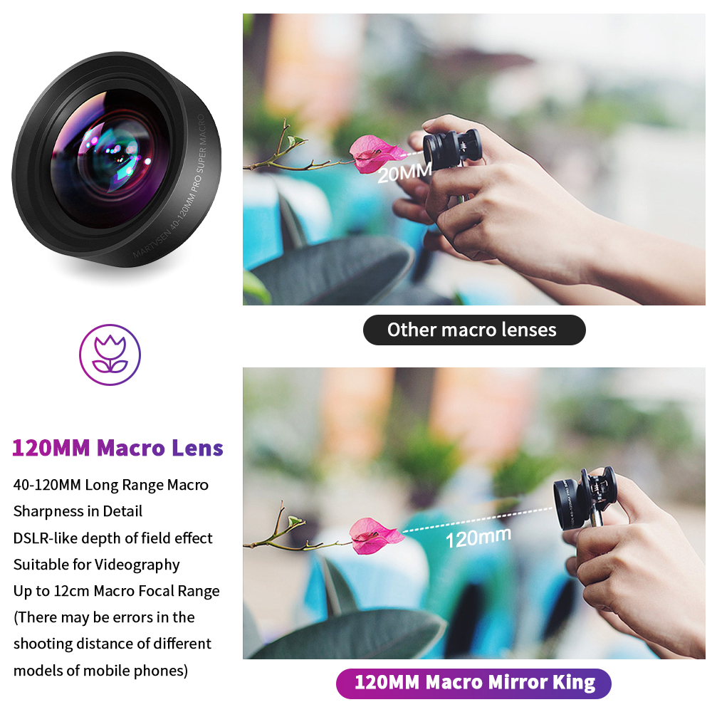 MARTVSEN Lente macro de 120 mm - Lens Camera Clip reseña y precio